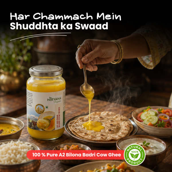 Nirvana Organic A2 Bilona Badri Cow Ghee (1000ml) - Image 2